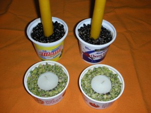 Recycled beans candle holder